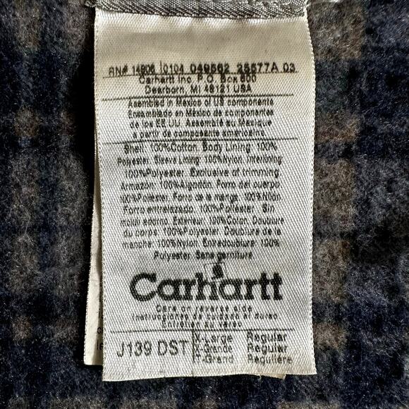 Vintage CARHARTT J139 DST Jacket Denim Hooded Jean Blanket ASAP Rocky 90s Large - Picture 15 of 16
